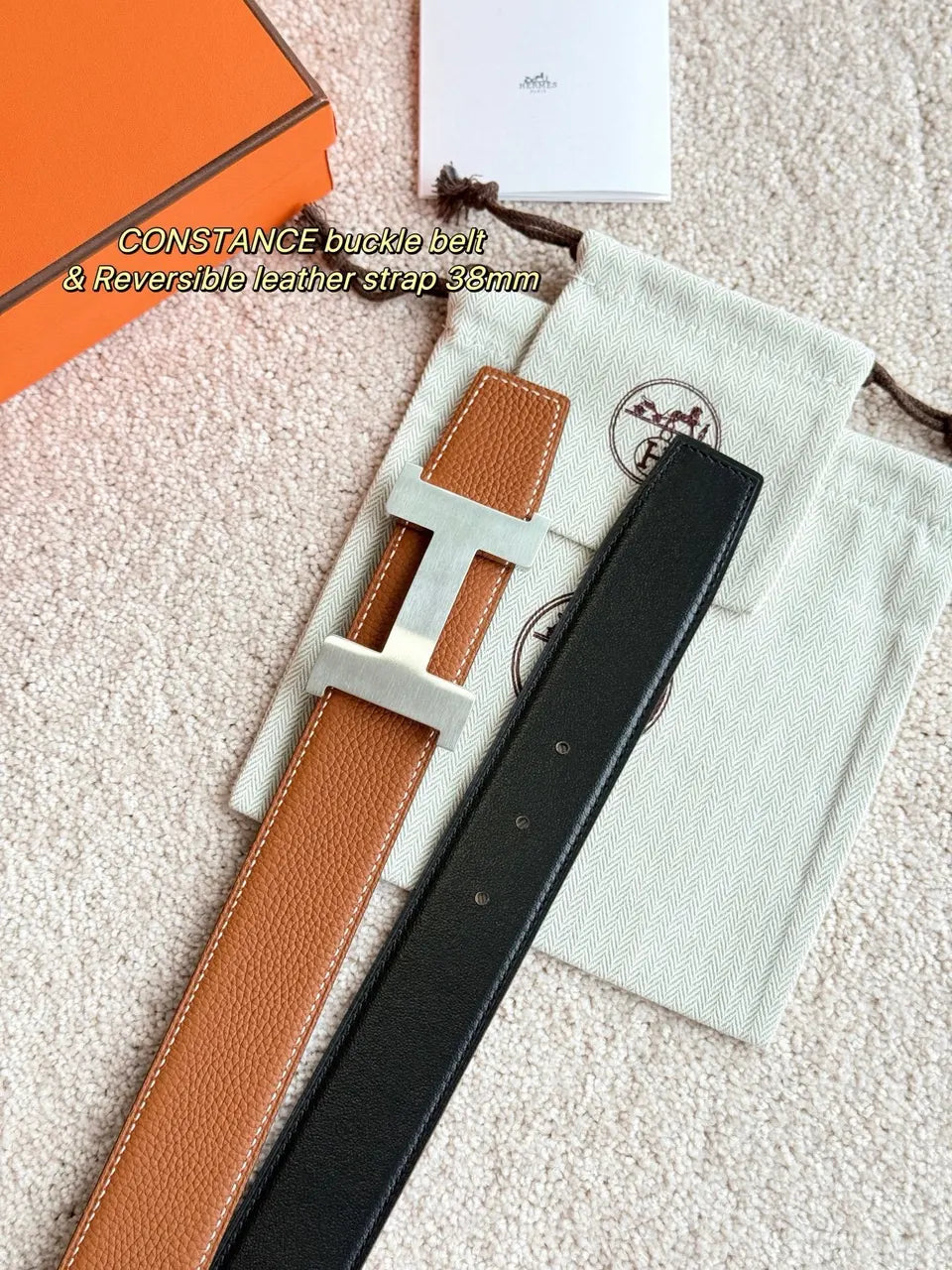 constance Hermès Reversible Leather Belt - Hình 3