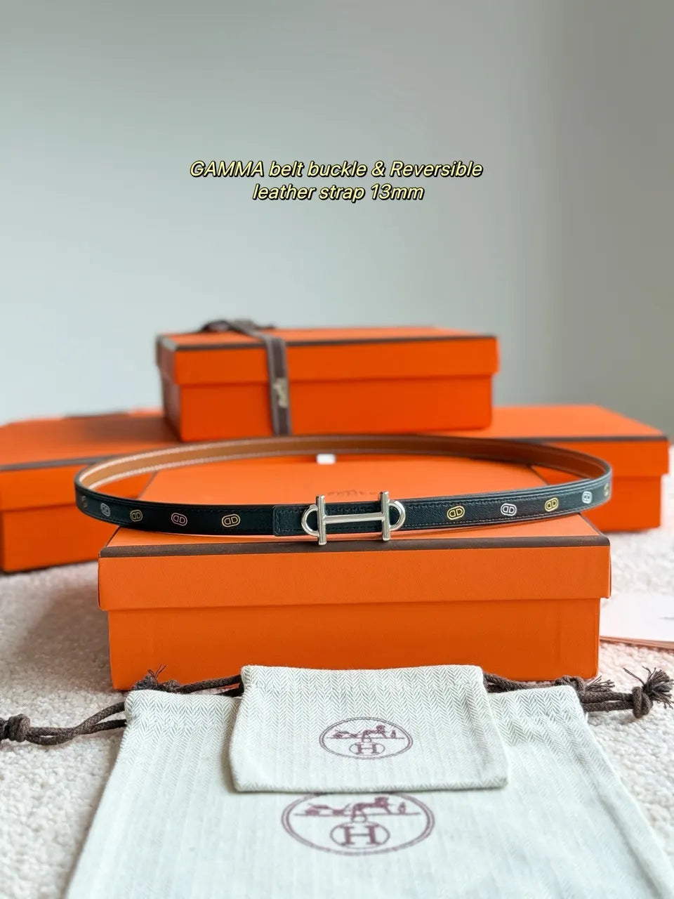 Hermes Gamma Black Leather Belt