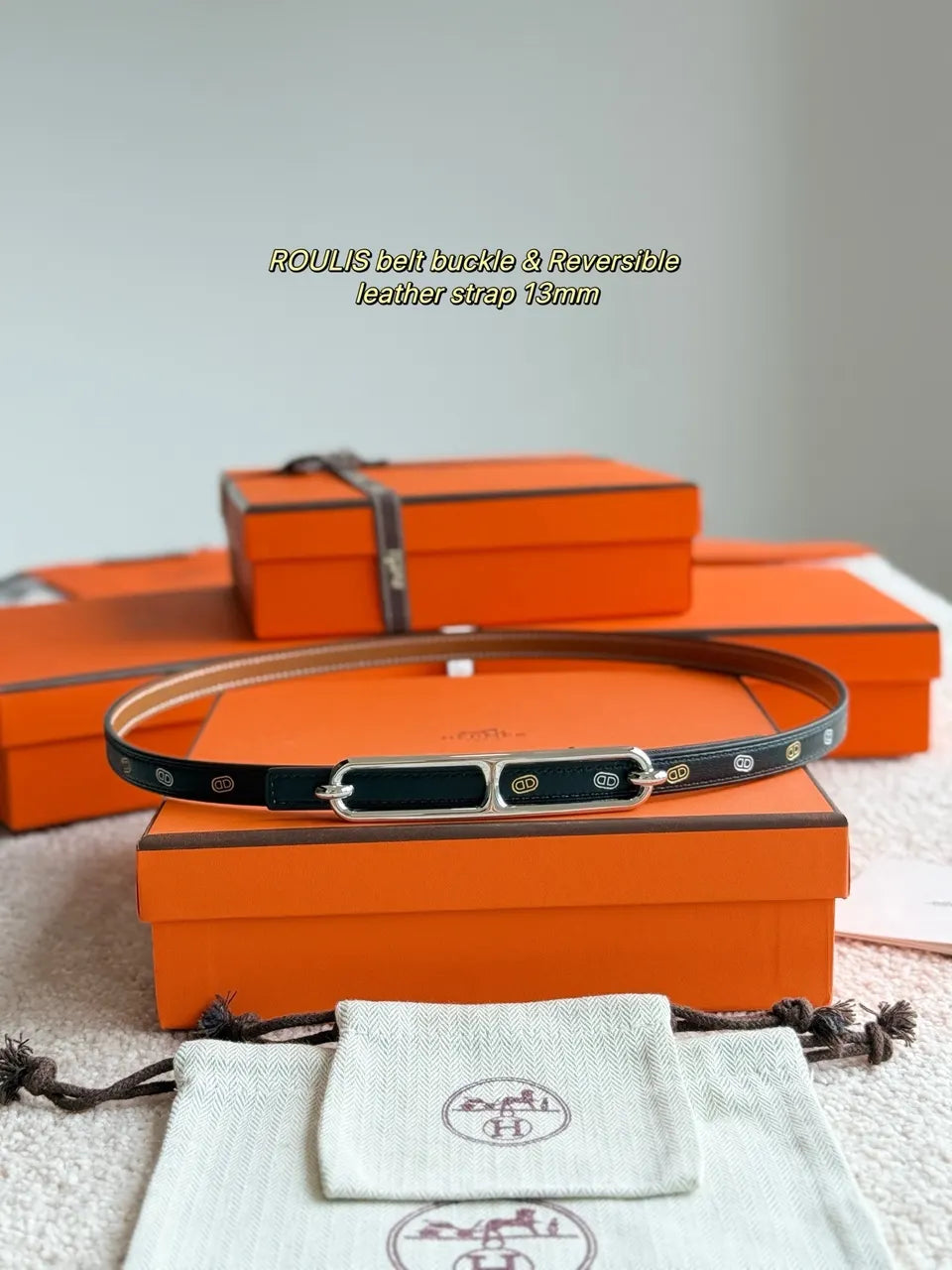 Hermes Black Roulis Reversible Belt