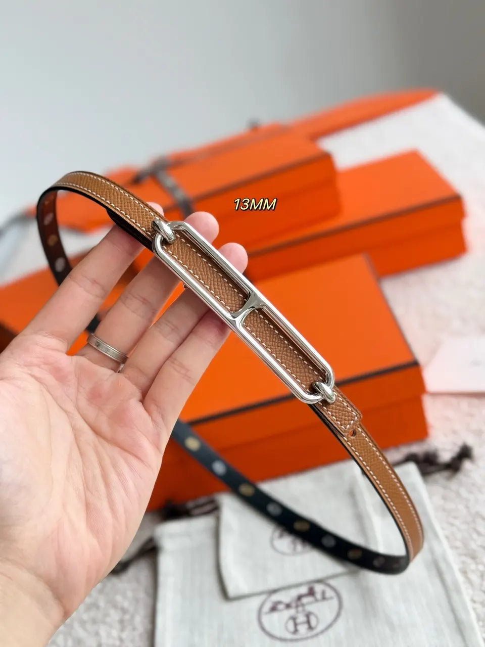 Hermes Black Roulis Reversible Belt - Hình 4