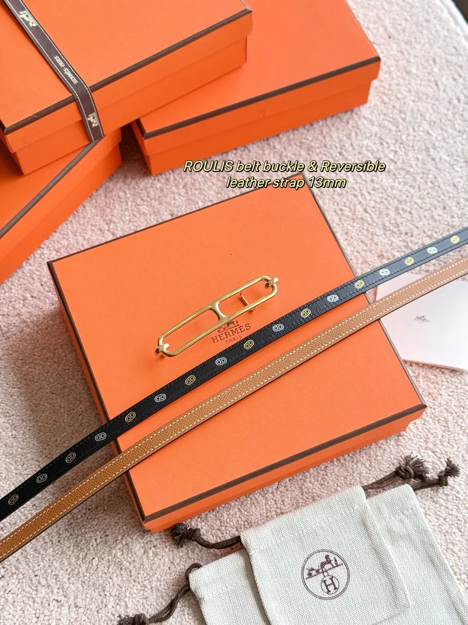 Hermes Roulis Black/Brown Reversible Belt - Hình 3