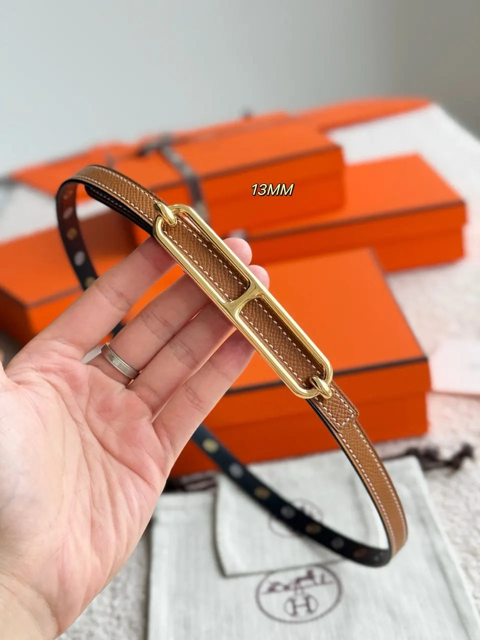 Hermes Roulis Black/Brown Reversible Belt - Hình 4