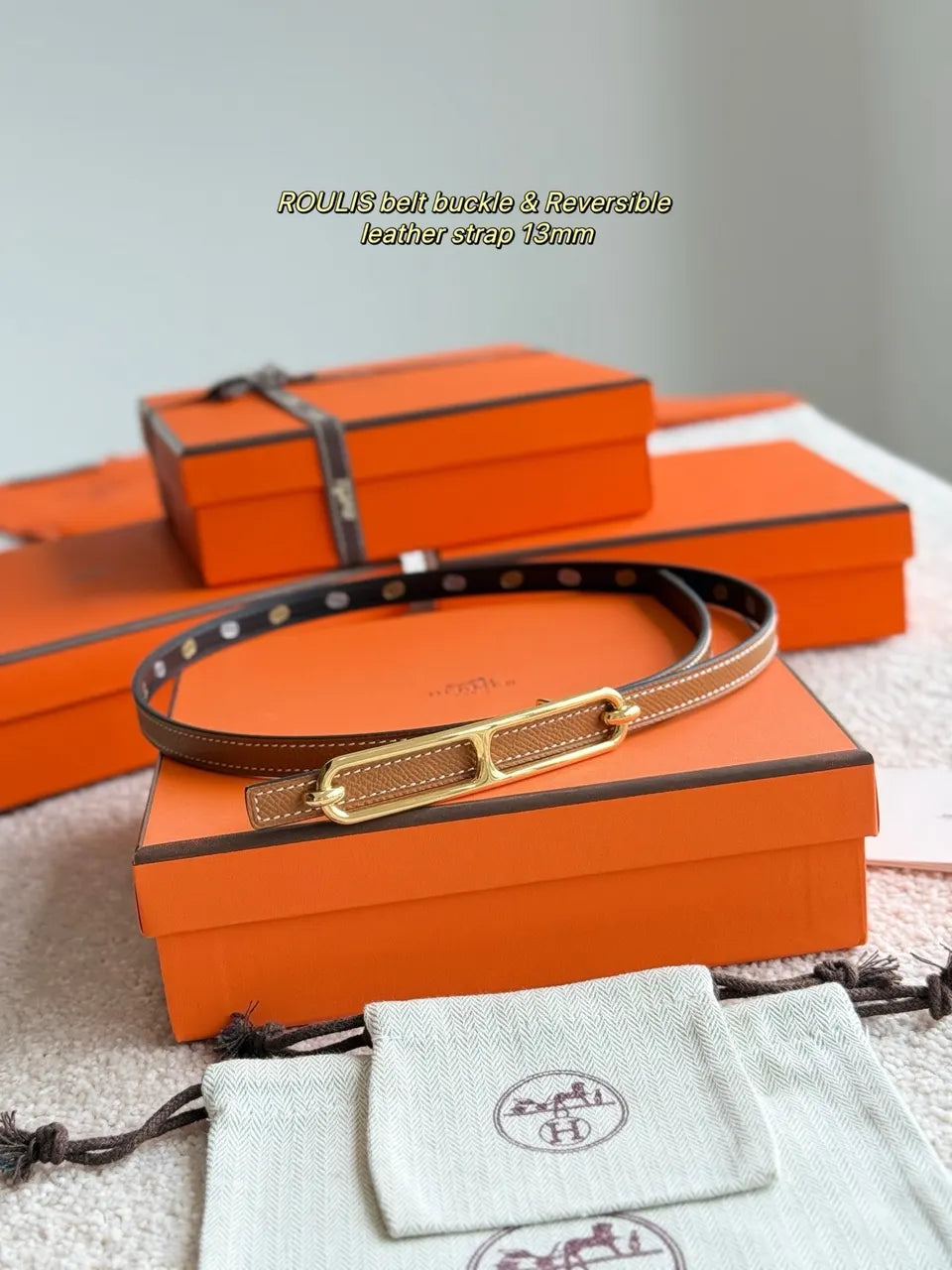 Hermes Roulis Black/Brown Reversible Belt - Hình 5