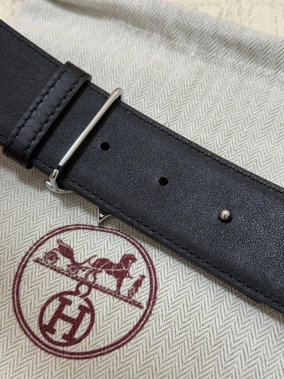 bull Hermes Black Crocodile Belt - Hình 9