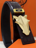 Hermes Burgundy Crocodile Belt