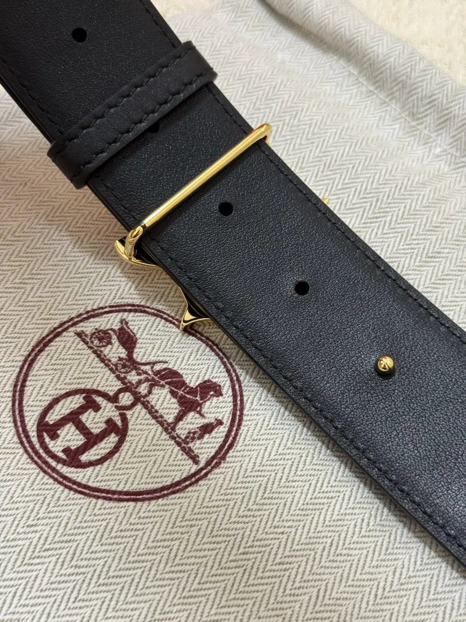 Hermes Burgundy Crocodile Belt - Hình 8