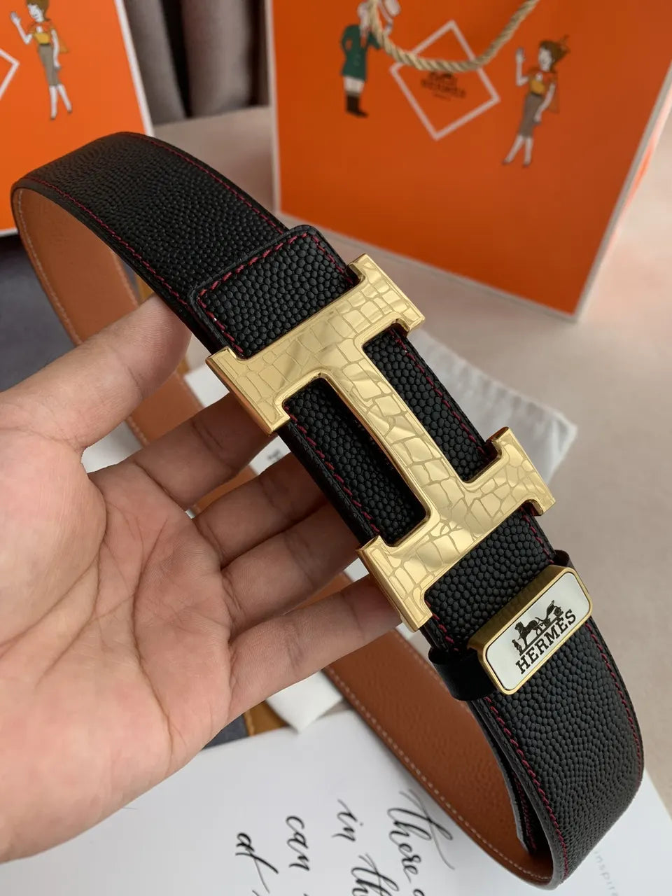 Hermes Black Stingray Belt