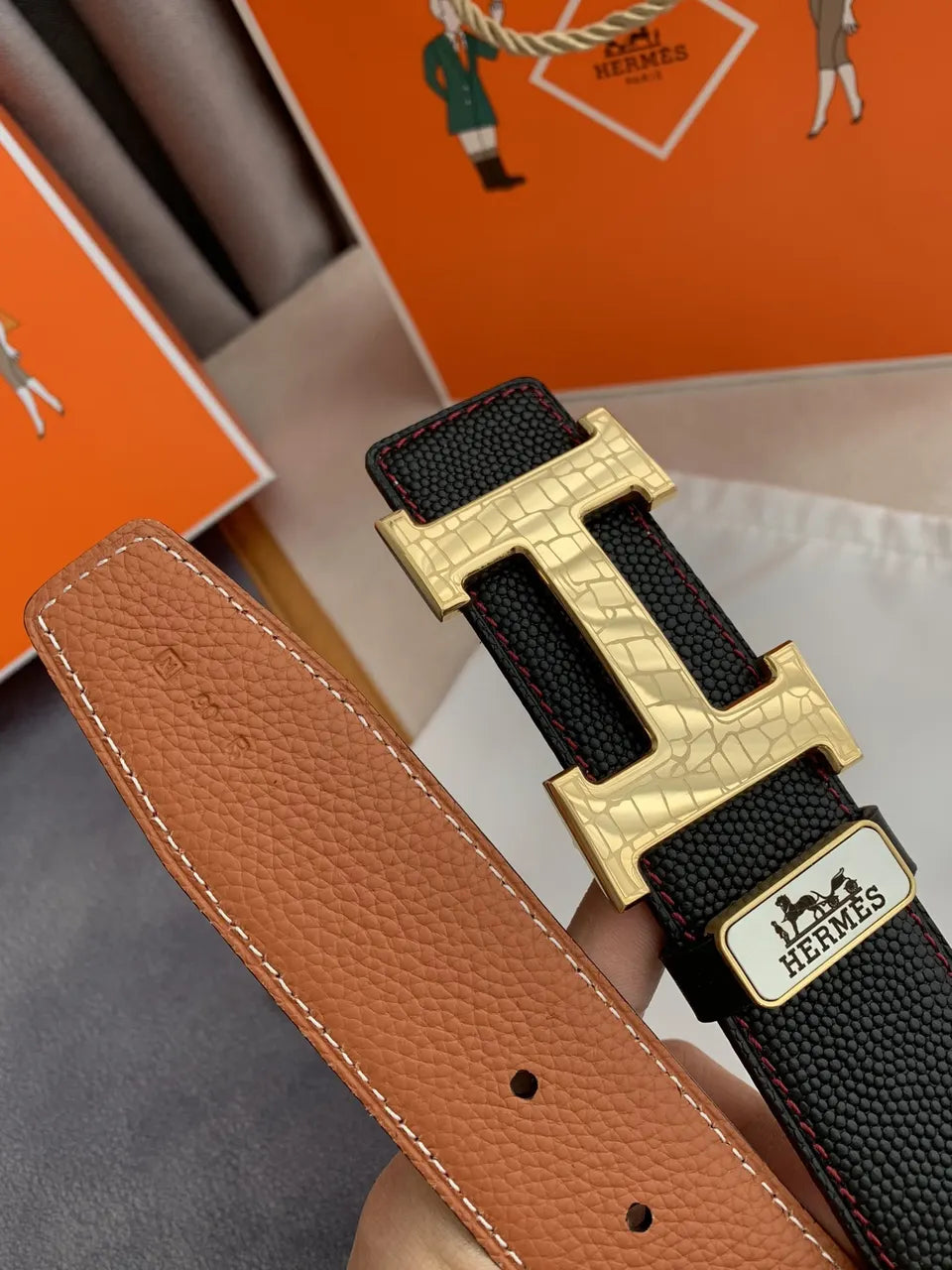 Hermes Black Stingray Belt - Hình 6