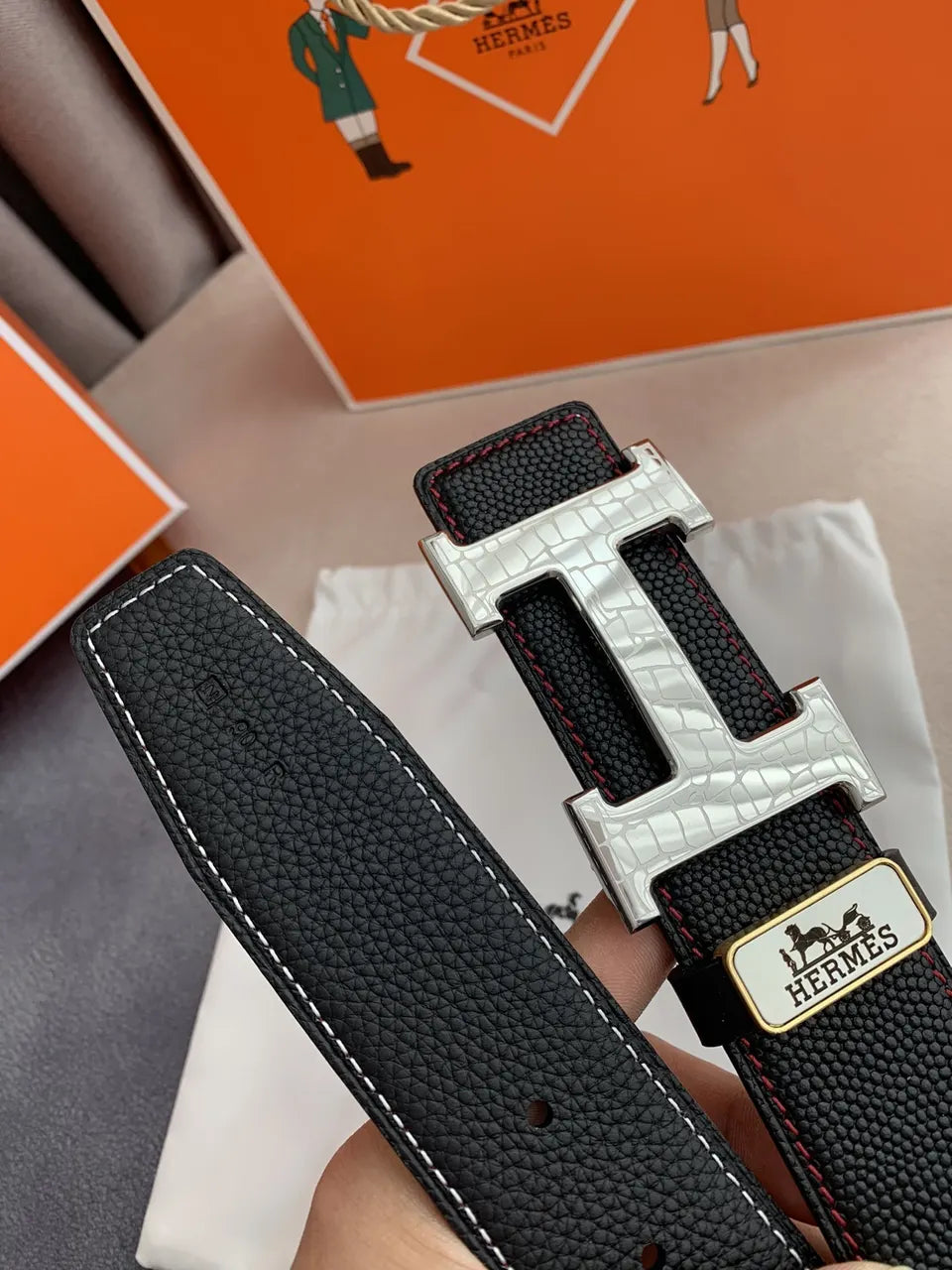 Hermes Black Stingray Belt - Hình 7