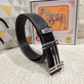 Hermes Black Ostrich Leather Belt