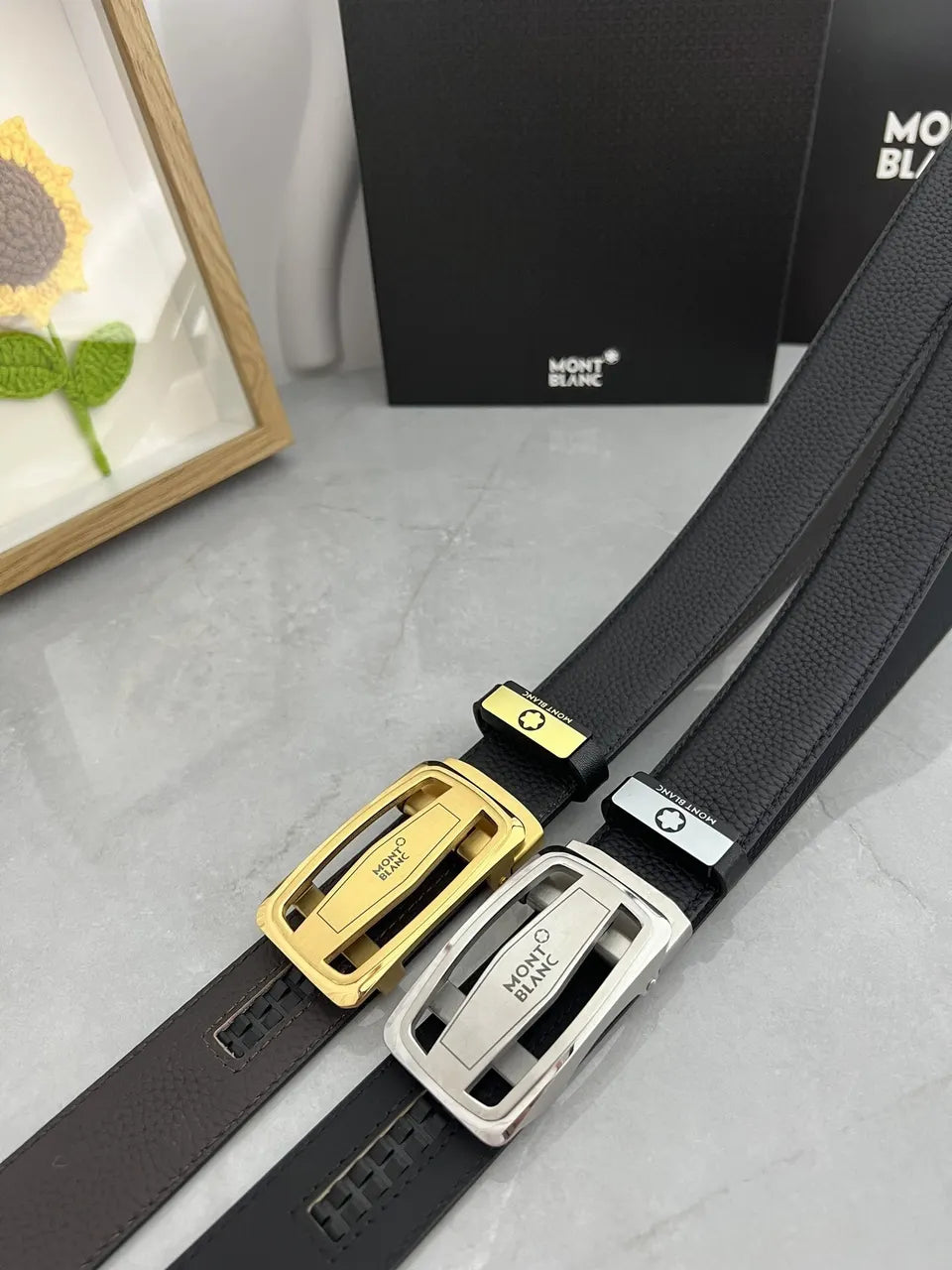 Montblanc Black Leather Belt - Hình 5