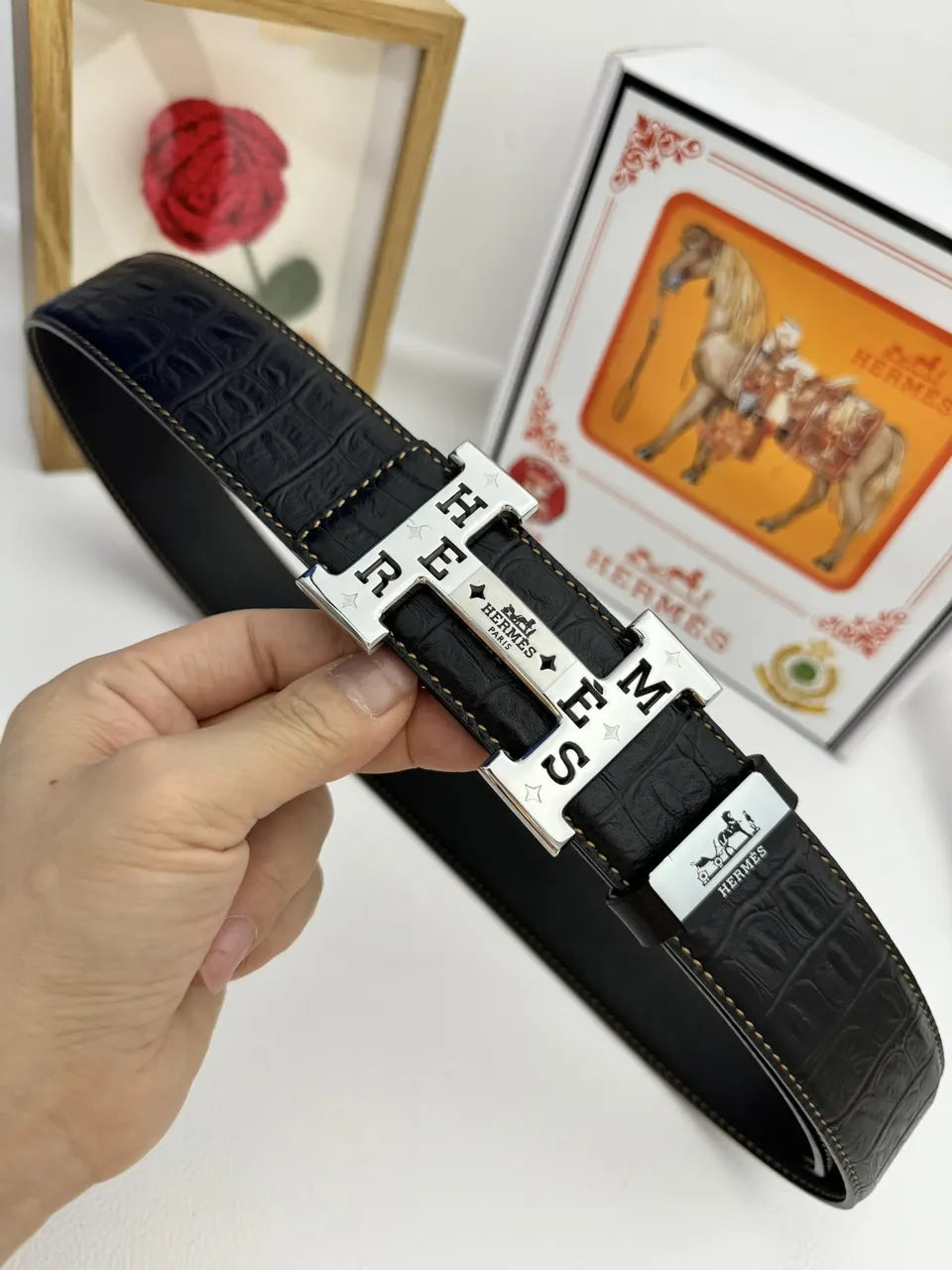 Hermes Alligator Black Belt - Hình 3