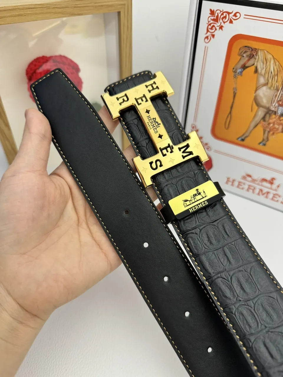 Hermes Alligator Black Belt - Hình 6