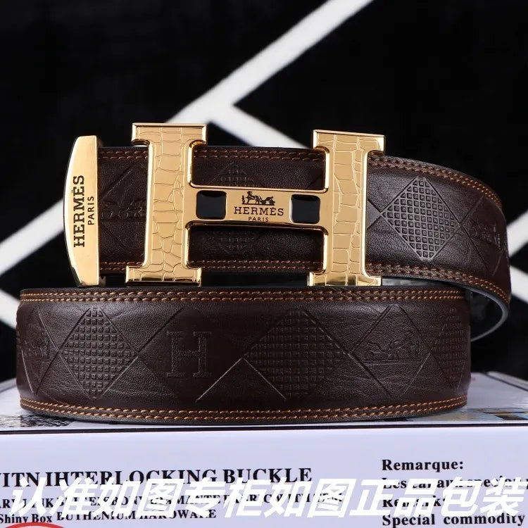 Hermes Brown Diamond Pattern Belt