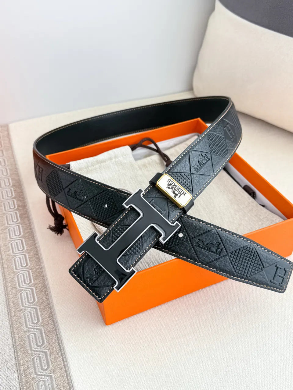 Hermes Diamond Embossed Belt - Hình 2