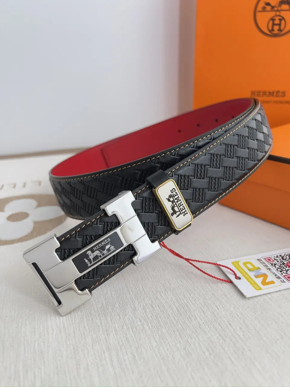 Hermes Black Woven Belt