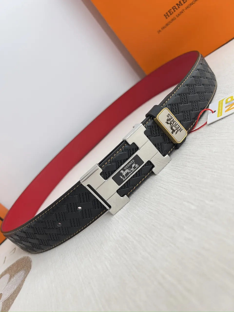 Hermes Black Woven Belt - Hình 4