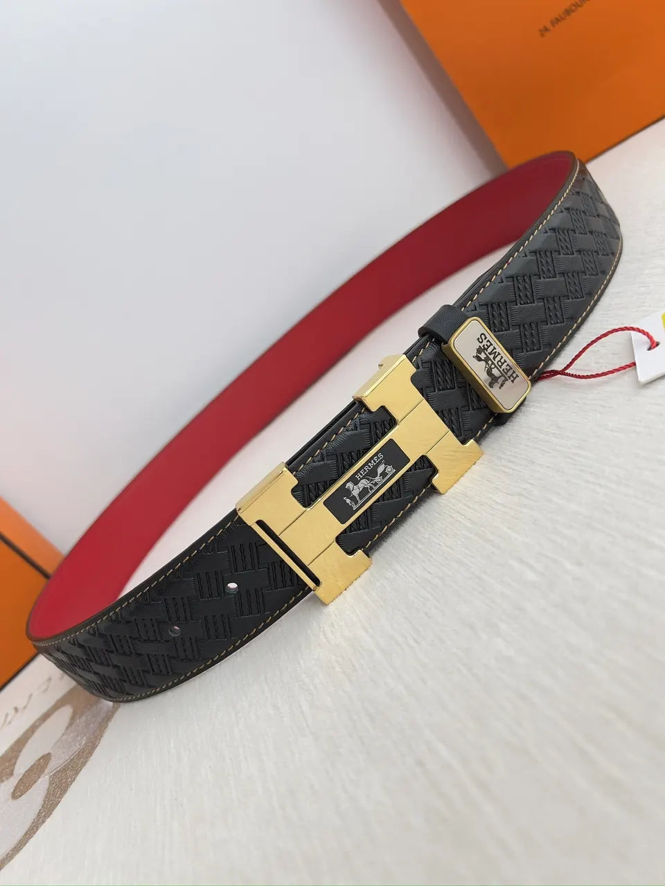 Hermes Black Woven Belt - Hình 5