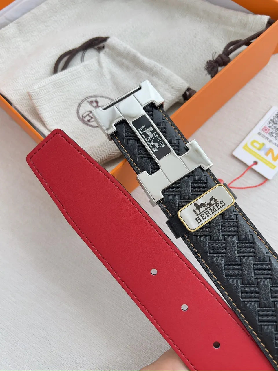 Hermes Black Woven Belt - Hình 6