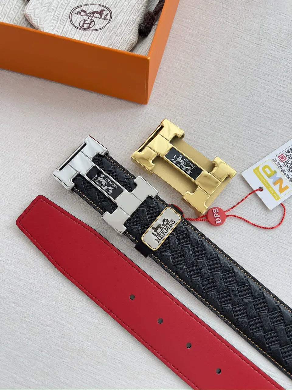 Hermes Black Woven Belt - Hình 8