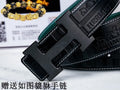 matte Hermes Black Embossed Leather Belt