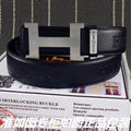 Hermès Embossed Black Leather Belt