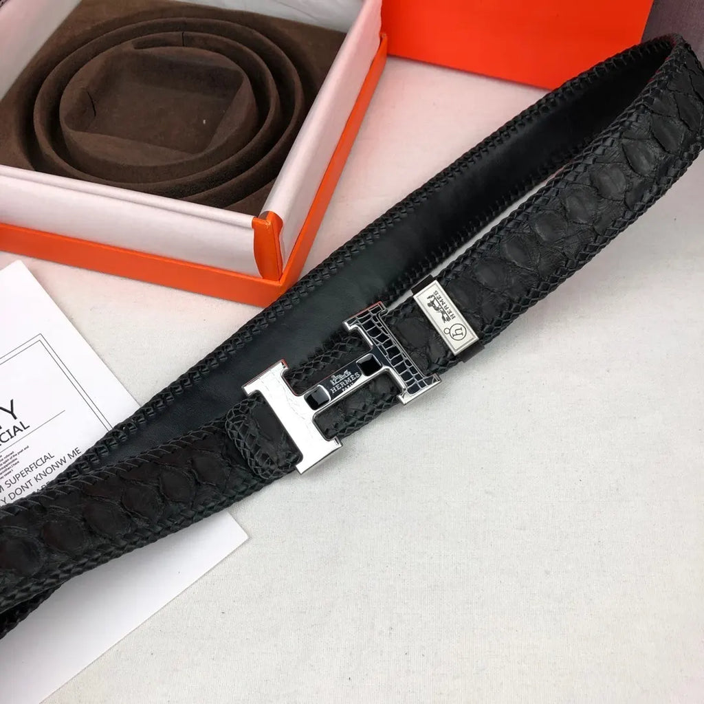 Hermes Black Python Belt - Hình 3