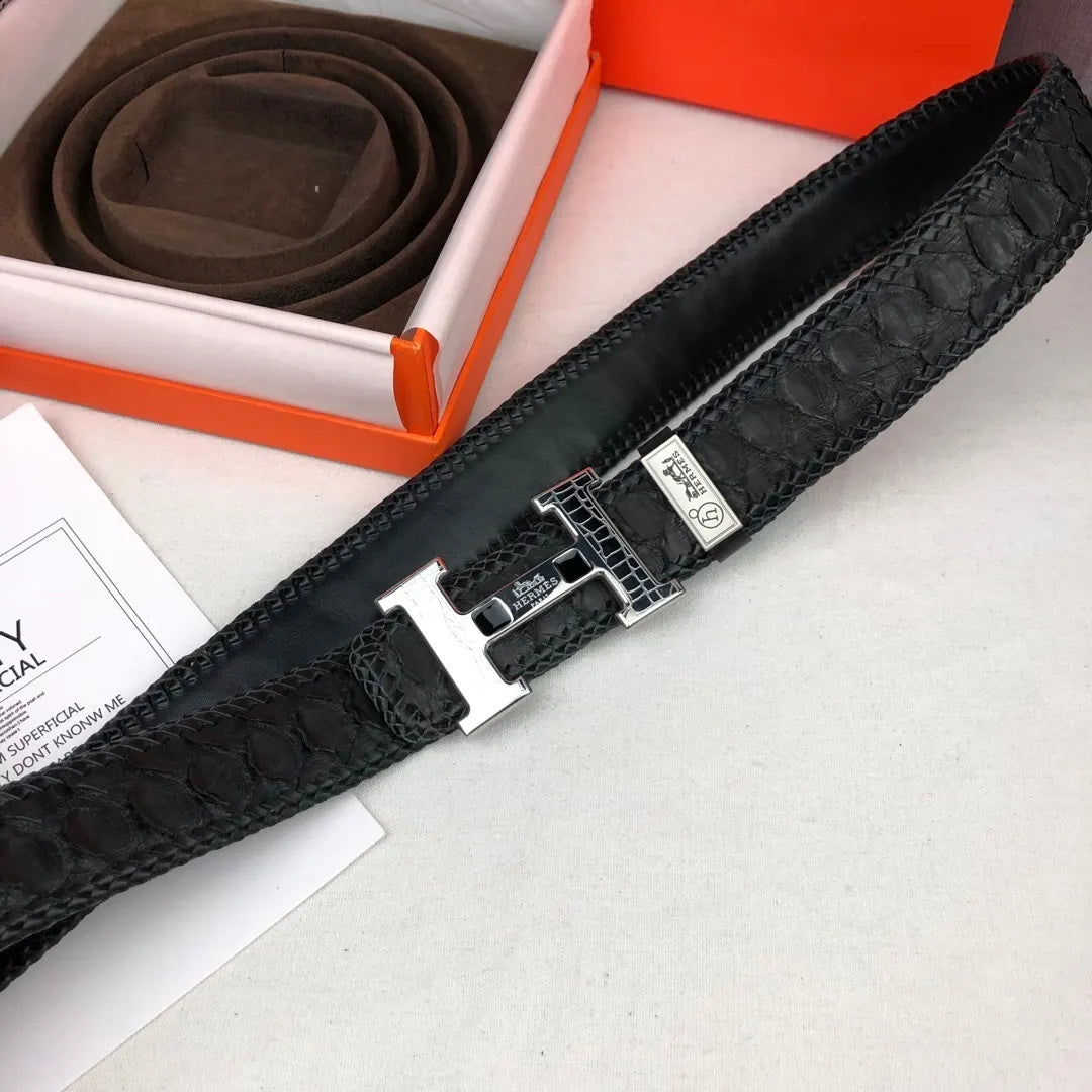 Hermes Black Python Belt - Hình 3