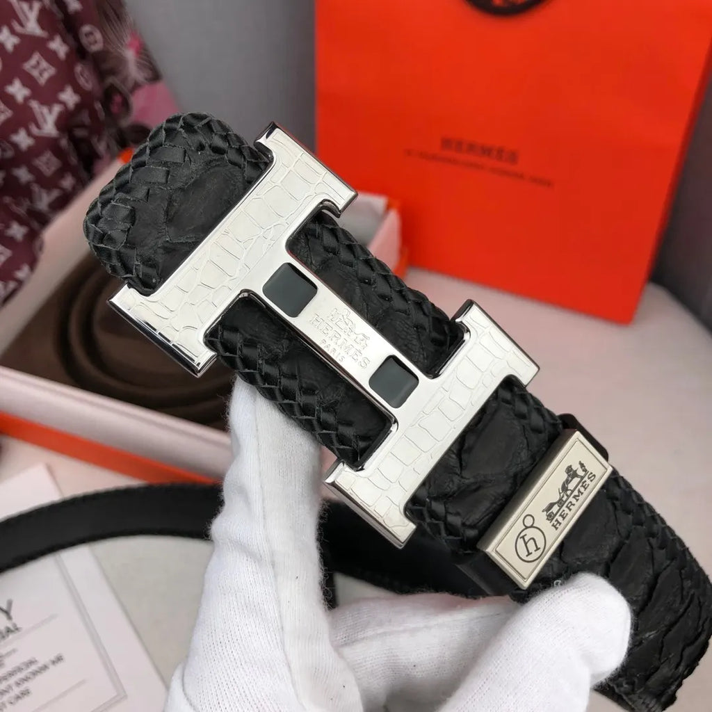 Hermes Black Python Belt - Hình 4