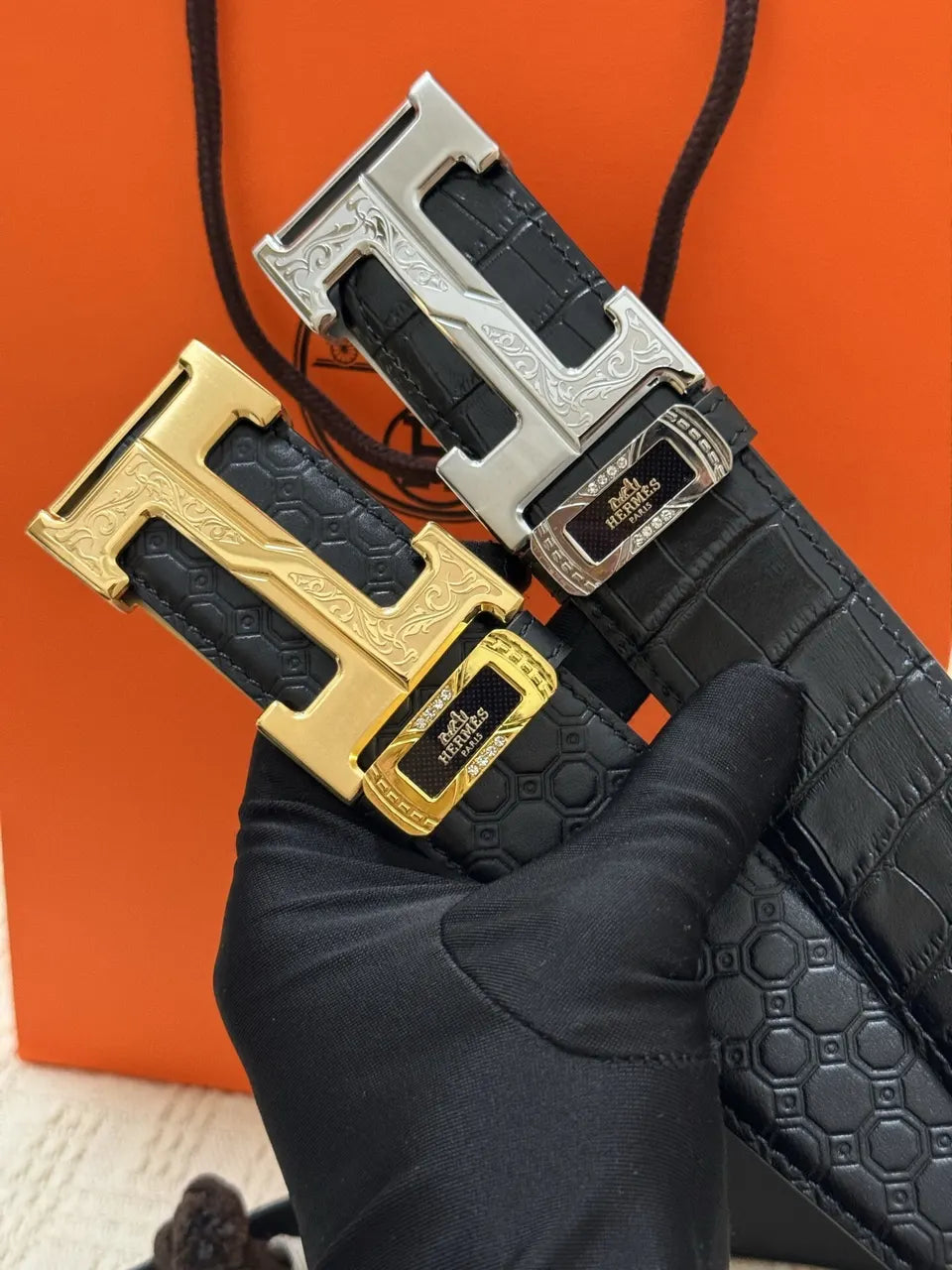 Hermes Black Alligator Belt - Hình 2