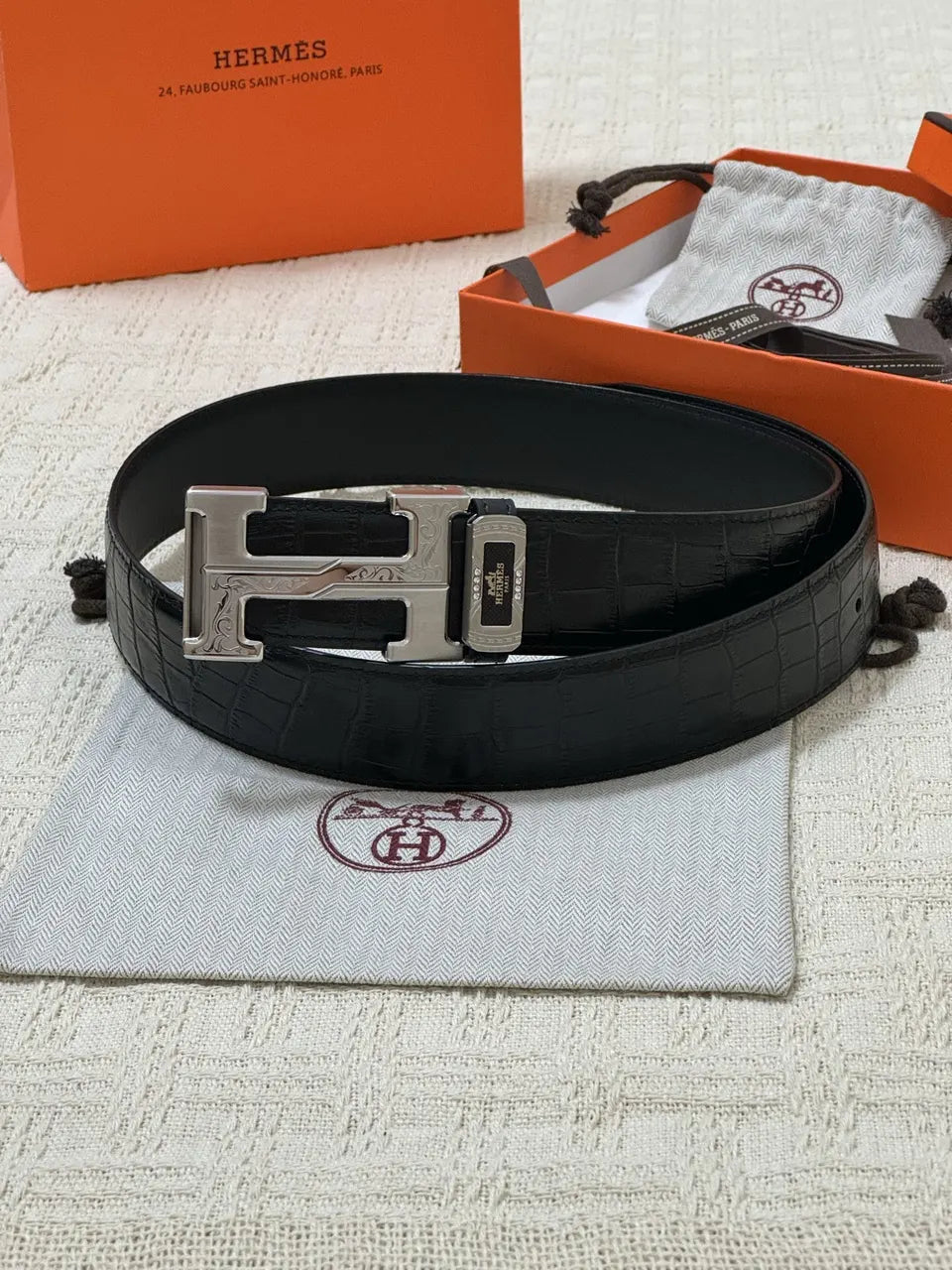 Hermes Black Alligator Belt - Hình 10