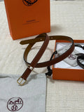 Hermes Brown Leather Skinny Belt