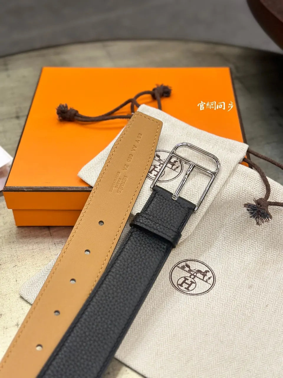 romain Hermes Black Leather Belt - Hình 5