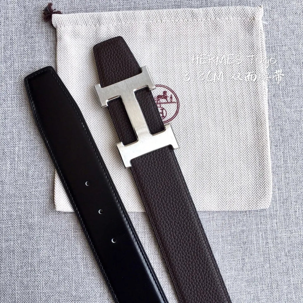 Hermes Brown Togo Leather Belt - Hình 2