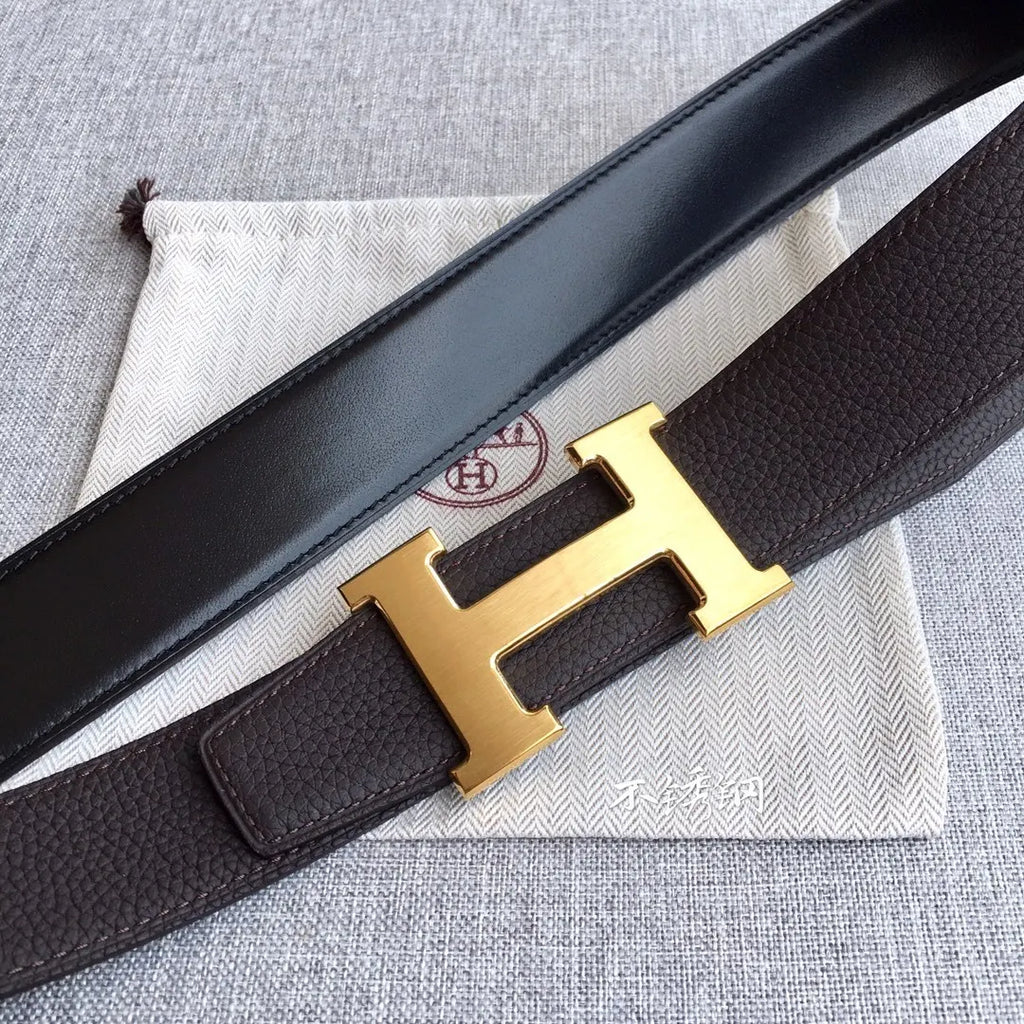 Hermes Togo Brown Leather Belt - Hình 2