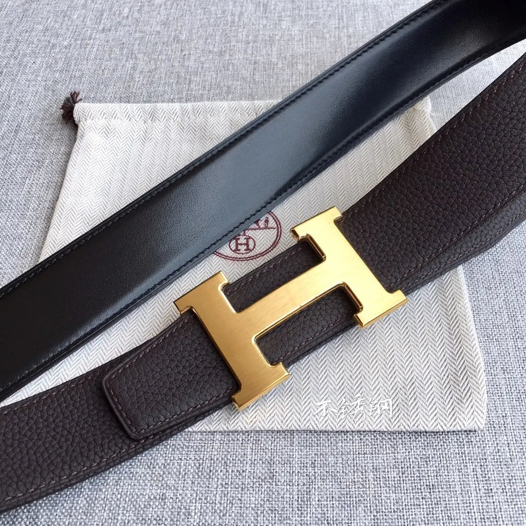 Hermes Togo Brown Leather Belt - Hình 2