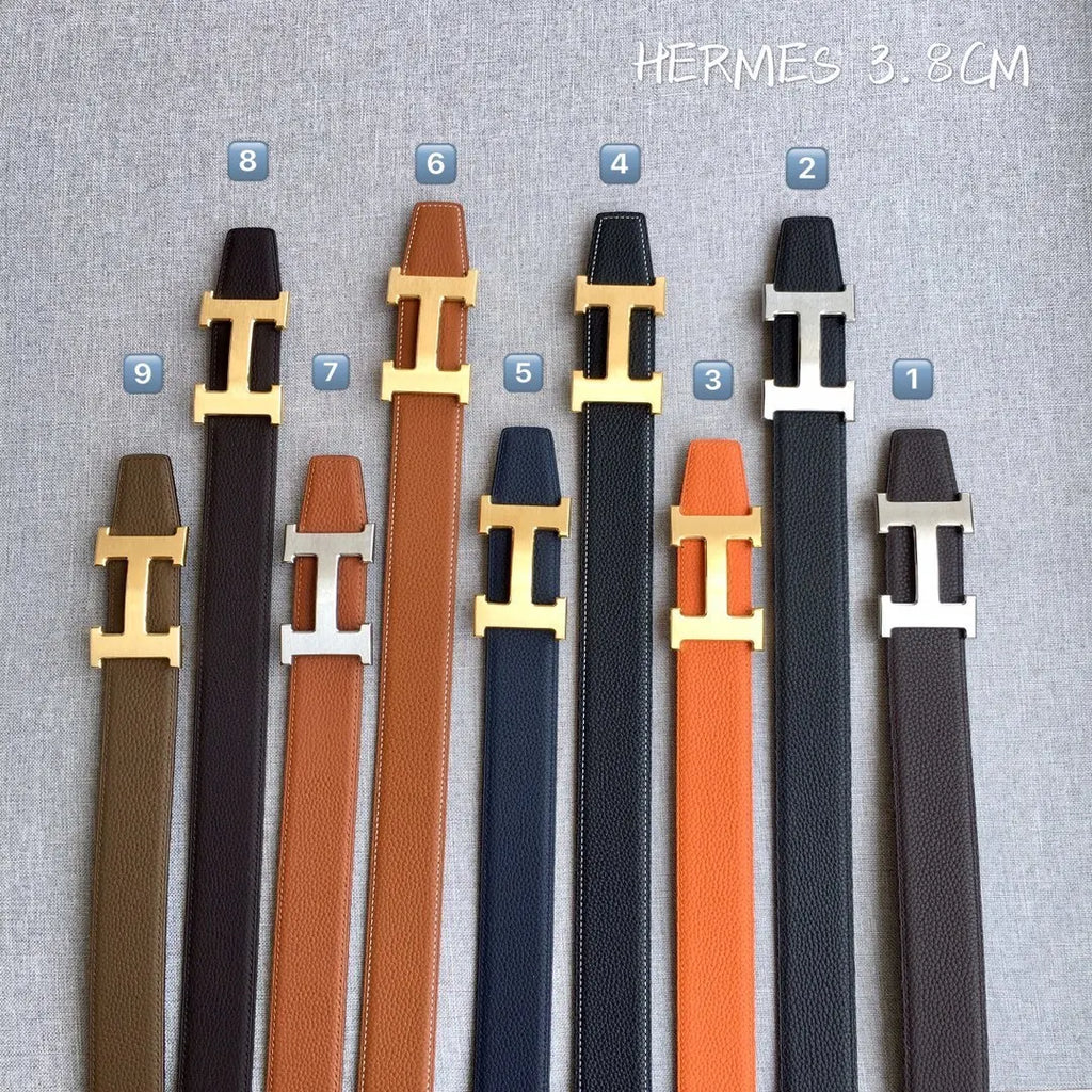 Hermes Togo Brown Leather Belt - Hình 3