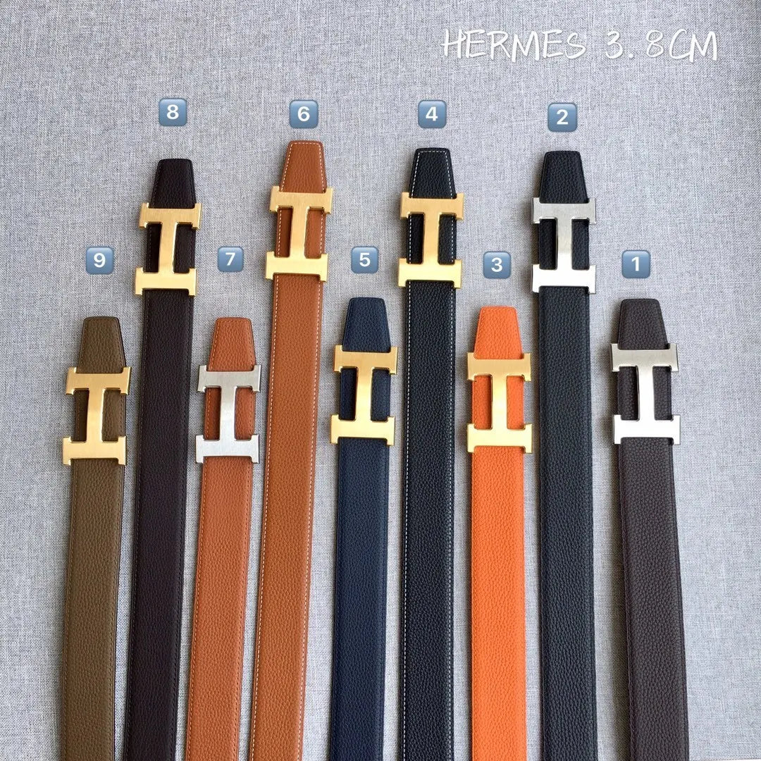 Hermes Togo Brown Leather Belt - Hình 3