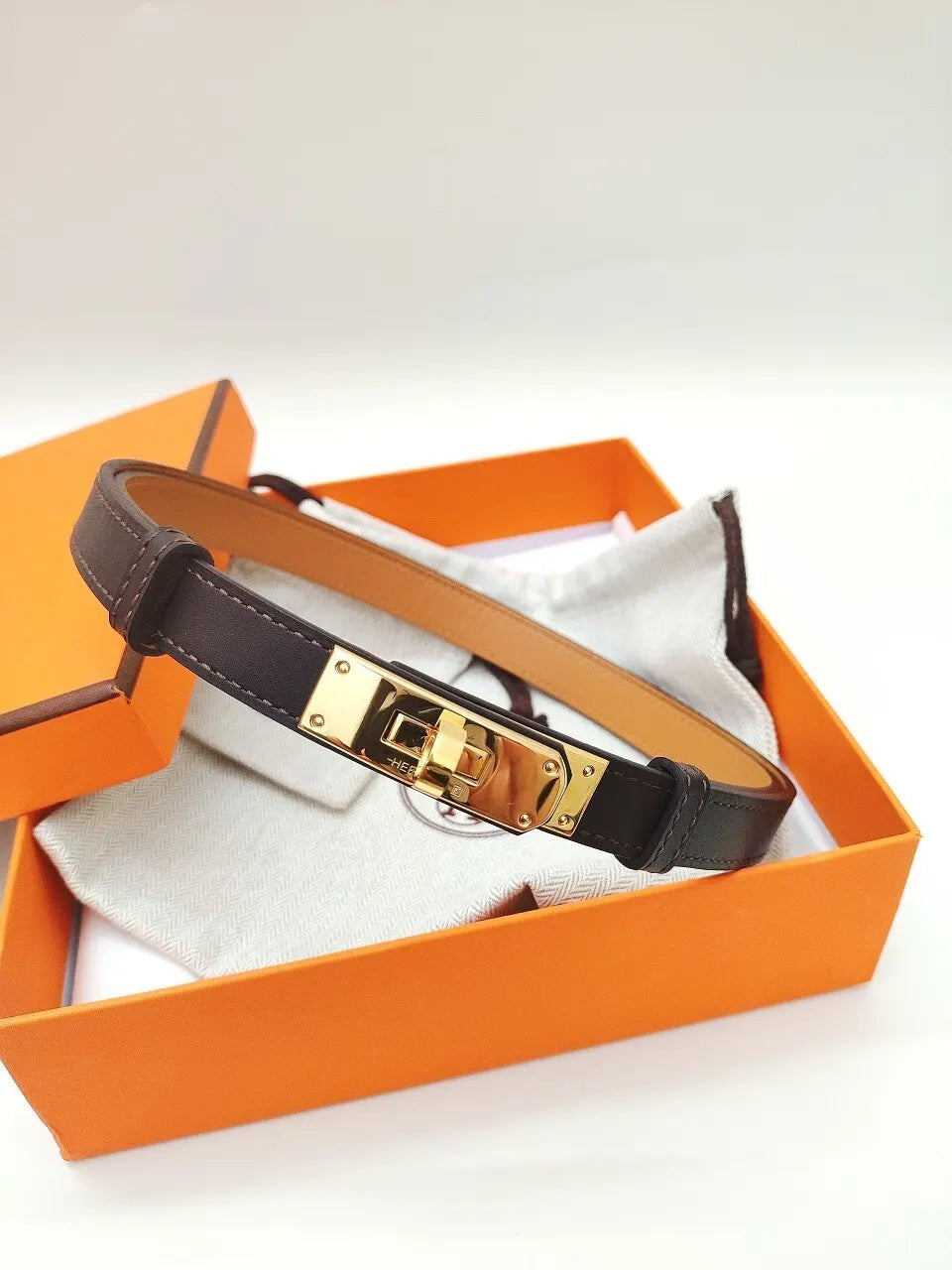 Hermes Dark Brown Kelly Belt - Hình 2