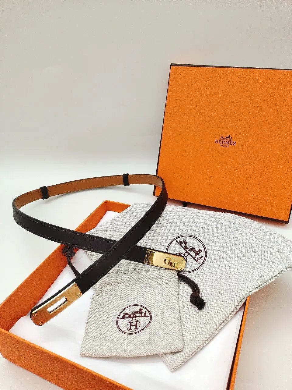 Hermes Dark Brown Kelly Belt - Hình 3