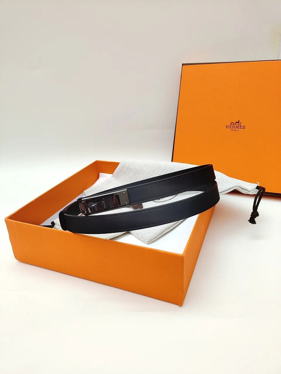 Hermes Black Leather Kelly Belt