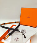 Hermes Black Leather Silver Buckle Belt