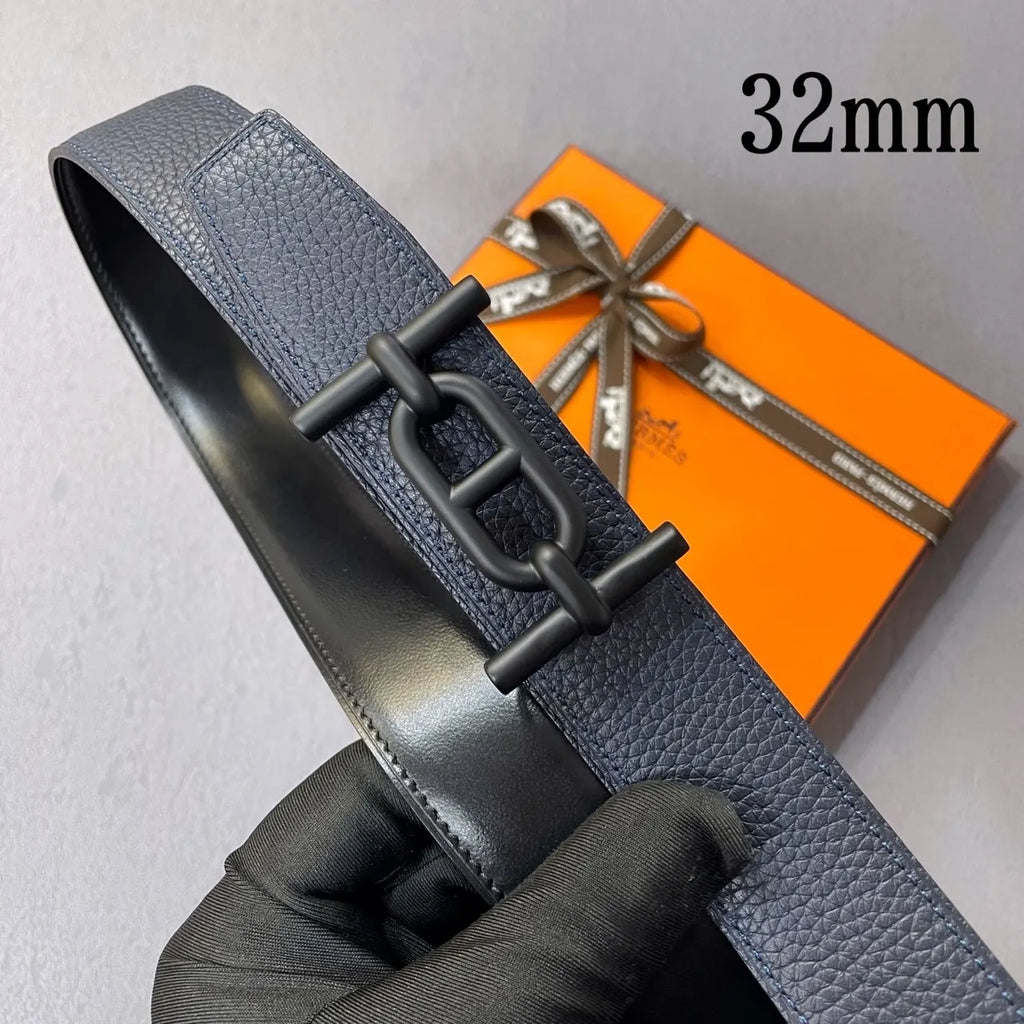 Hermes Blue Grain Leather Belt