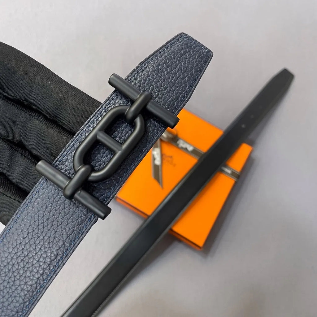 Hermes Blue Grain Leather Belt - Hình 2