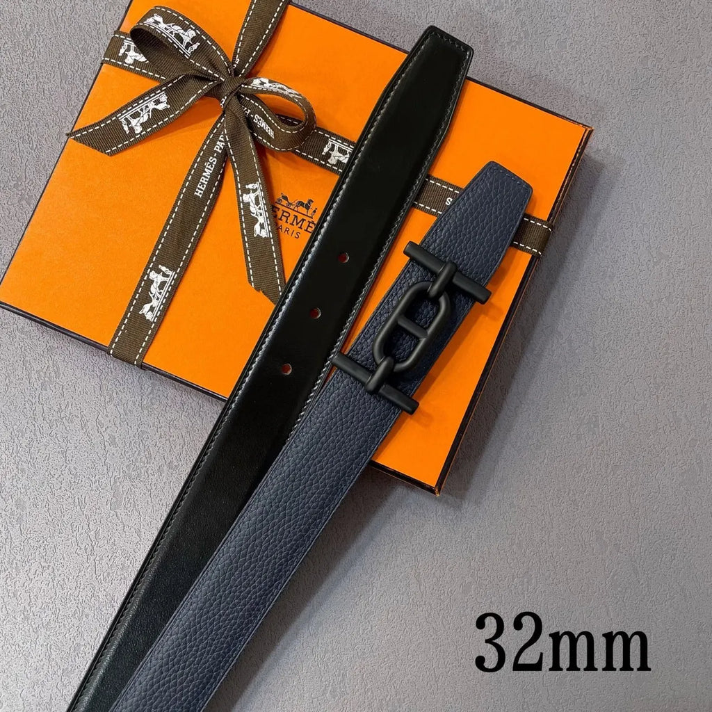 Hermes Blue Grain Leather Belt - Hình 3