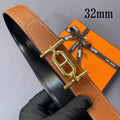 Hermes Gold Buckle Tan Leather Belt