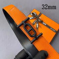 Hermes Orange Black Leather Belt