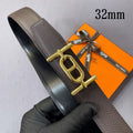 gold Hermes Brown Leather Belt