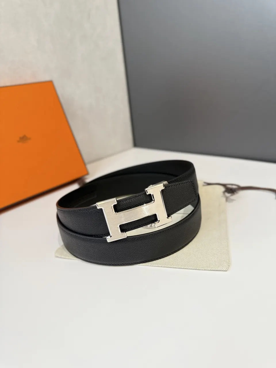 Hermes Matte Black Belt - Hình 2