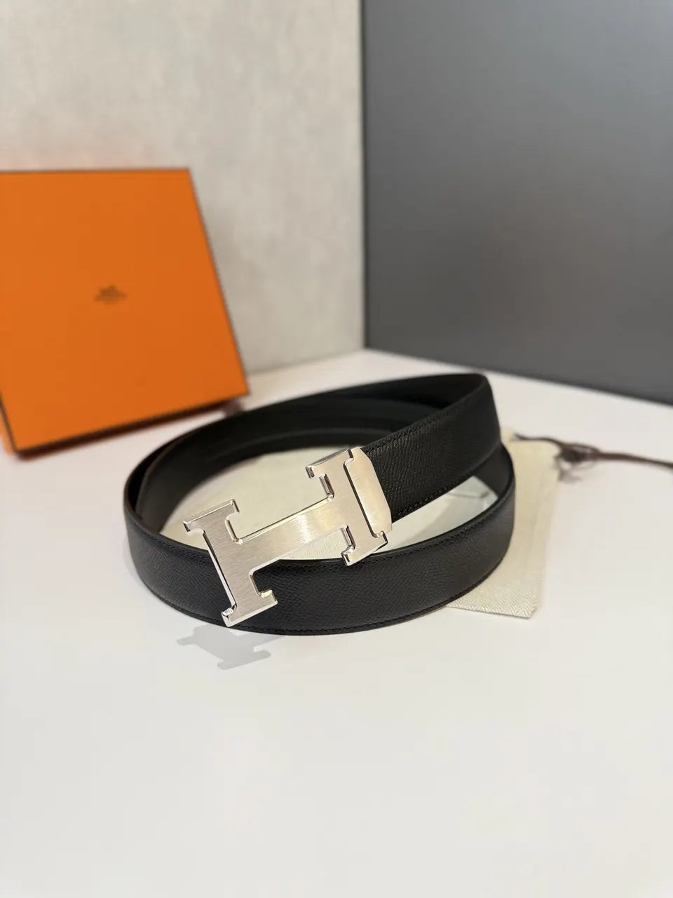 Hermes Matte Black Belt - Hình 3